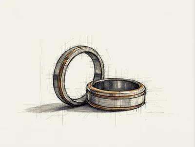 Sketch Of Two Interlocking Wedding Rings