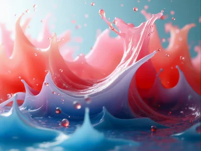 Abstract Liquid Splash of Pink and Blue Paint