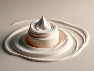 Cream Jar Surrounded By Swirling Cosmetic Product