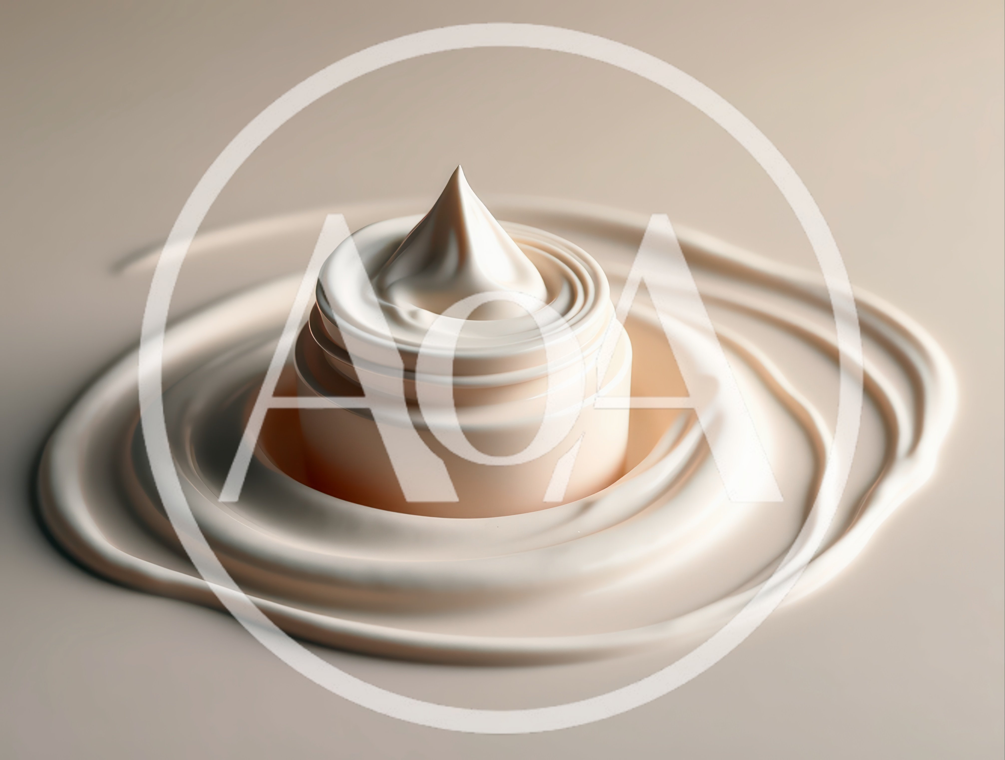 Cream Jar Surrounded By Swirling Cosmetic Product
