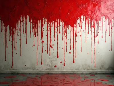 Red Liquid Dripping Down A Grimy Interior Wall