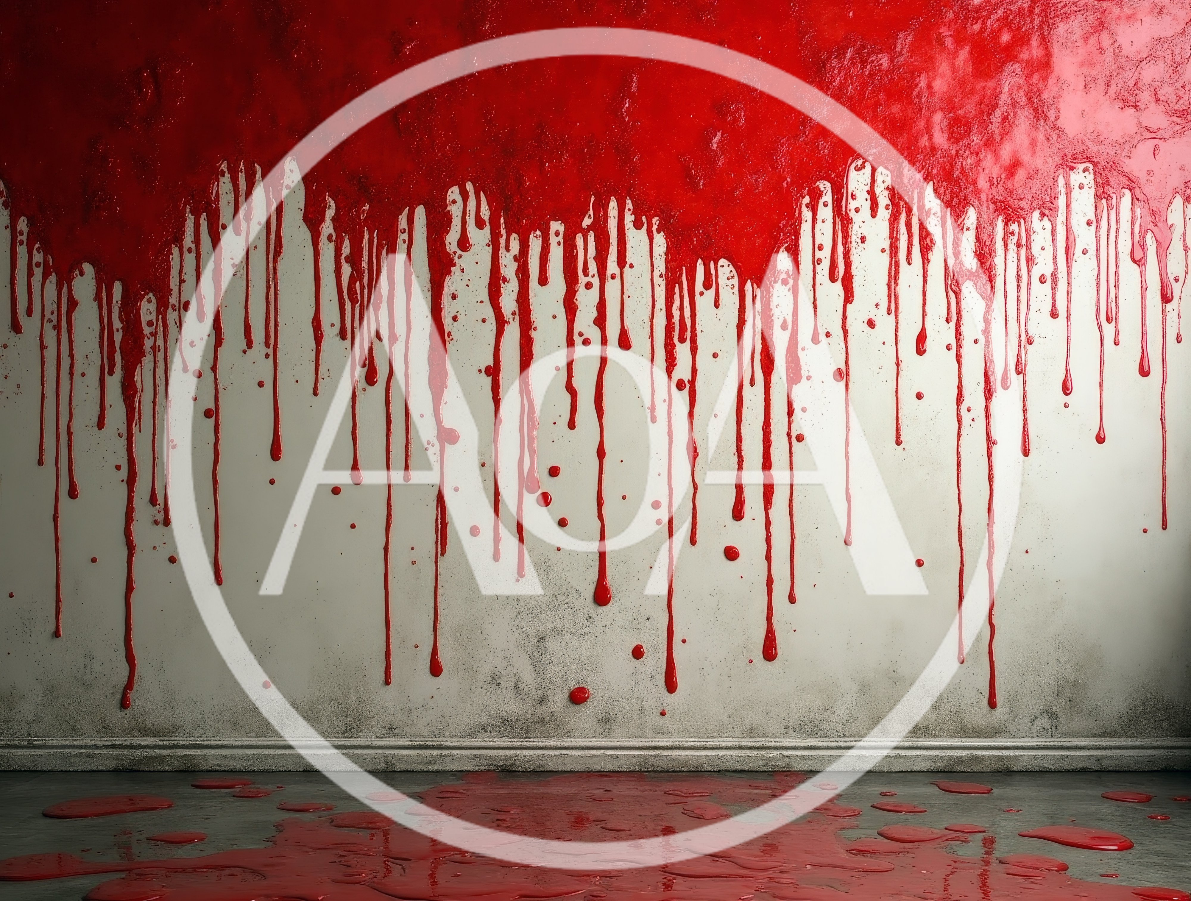 Red Liquid Dripping Down A Grimy Interior Wall