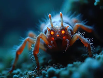 Macro Close Up Of A Glowing Alien Insect