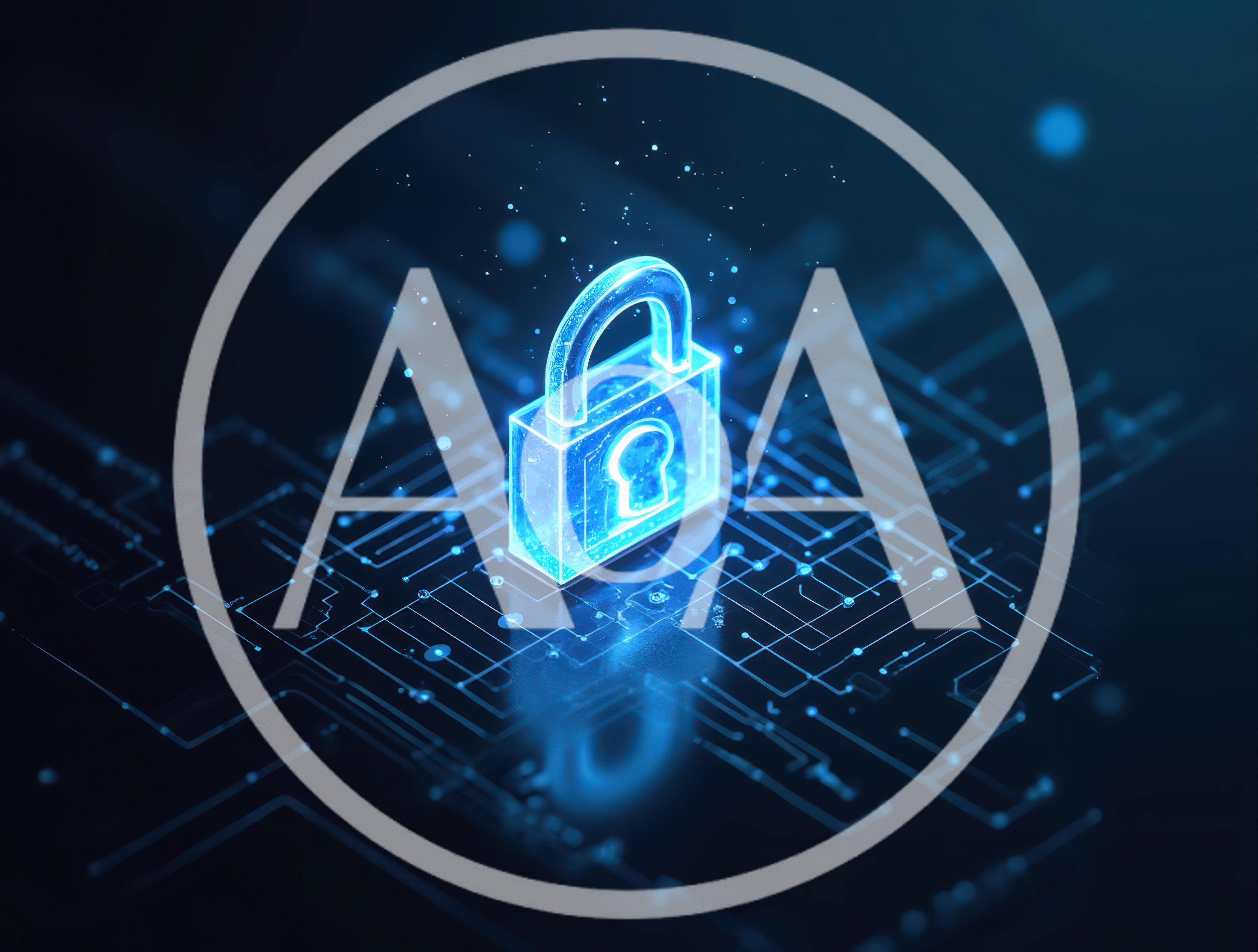 Digital Security Padlock On Circuit Board Background