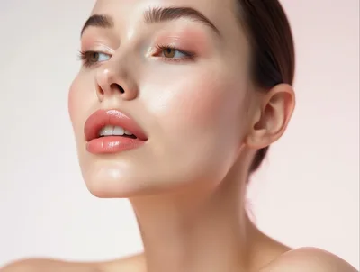 Close Up Portrait Of A Beautiful Woman With Glowing Skin