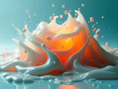 Abstract Liquid Splash With Glowing Orange Core