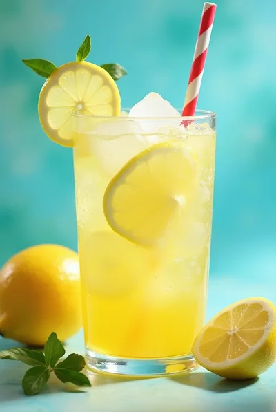 Refreshing Glass Of Lemonade With Fresh Lemon Slices