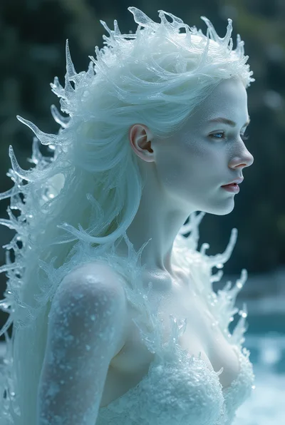 Ethereal Ice Queen Portrait With Frosty Details