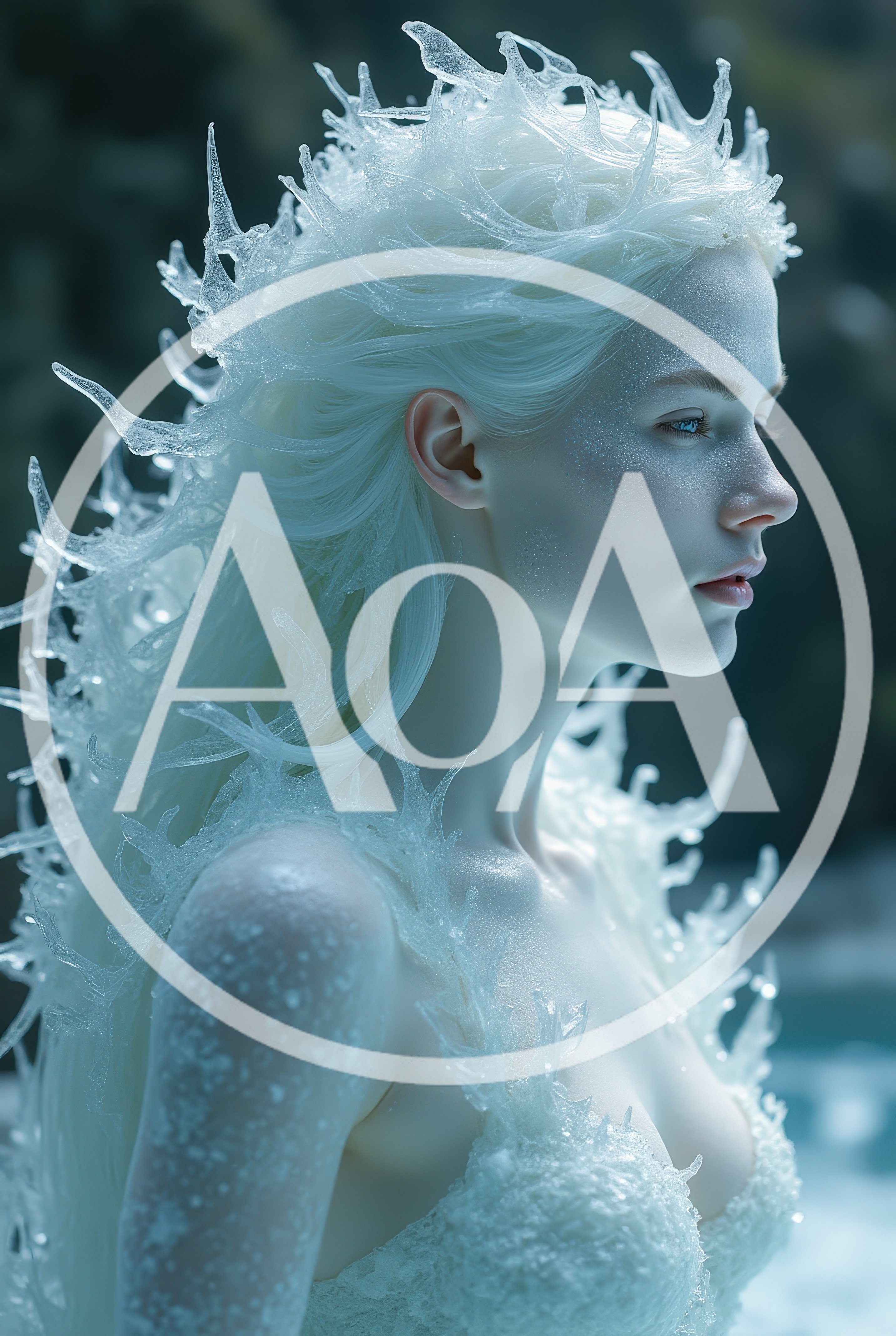 Ethereal Ice Queen Portrait With Frosty Details