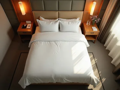 Top Down View Of A Modern Hotel Bedroom