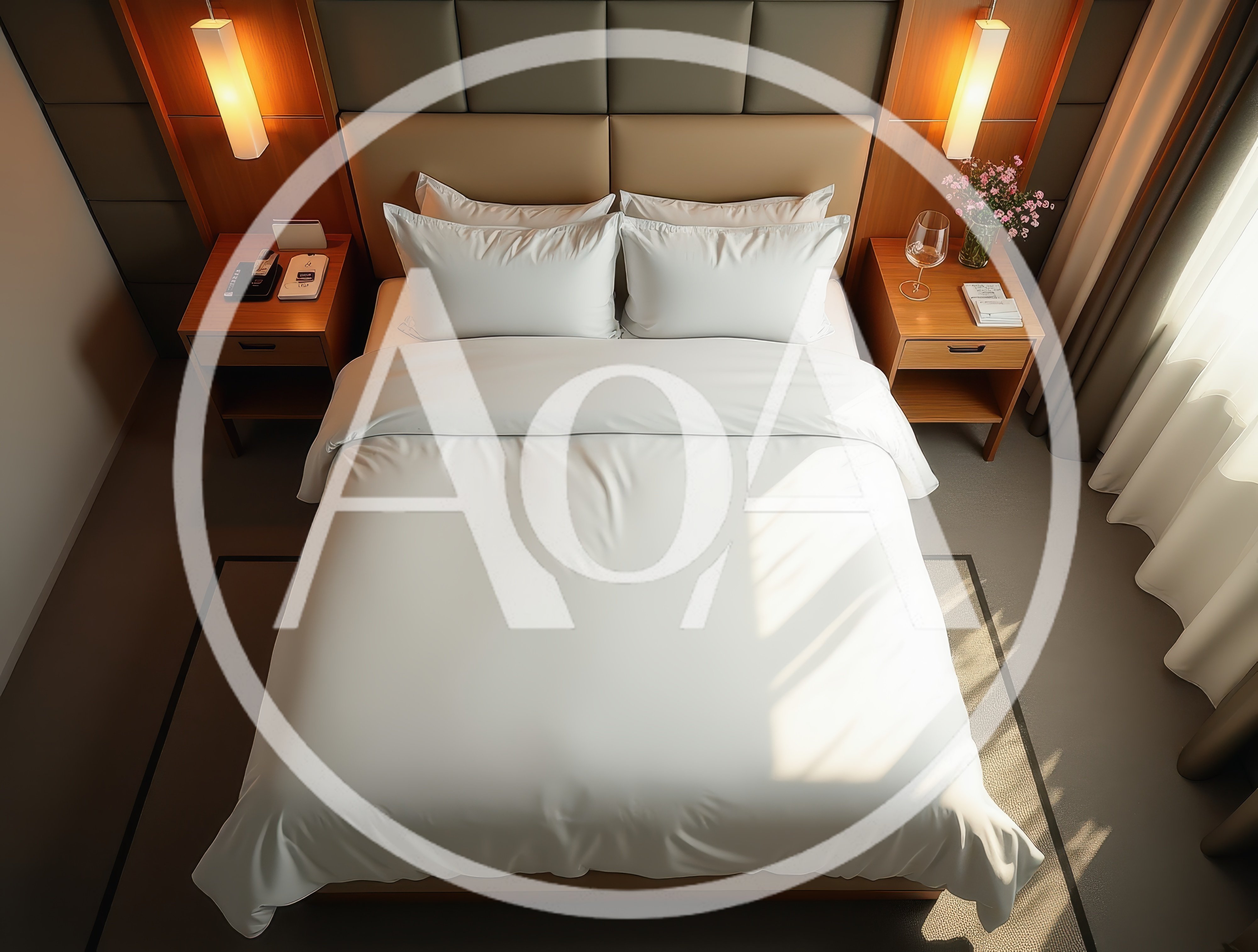 Top Down View Of A Modern Hotel Bedroom