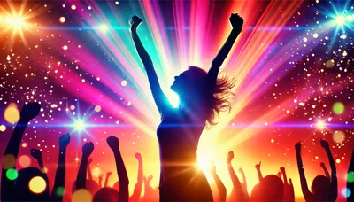 Crowd Celebrating at a Vibrant Music Festival