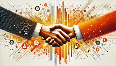 Business Handshake With Digital Data Visualization Elements