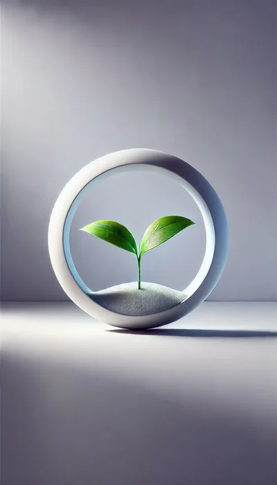 Minimalist Green Sprout Inside A Circular White Frame
