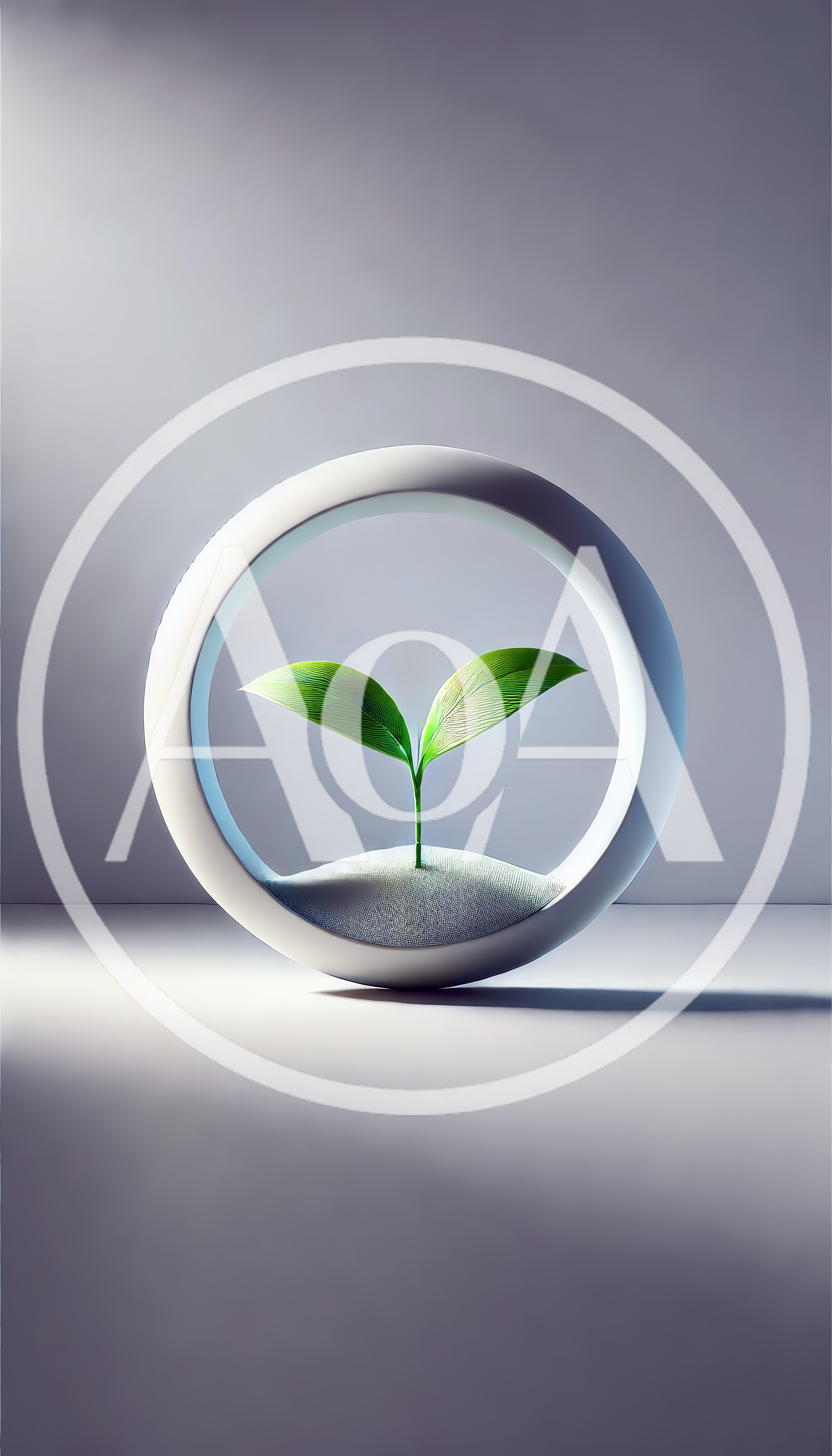 Minimalist Green Sprout Inside A Circular White Frame