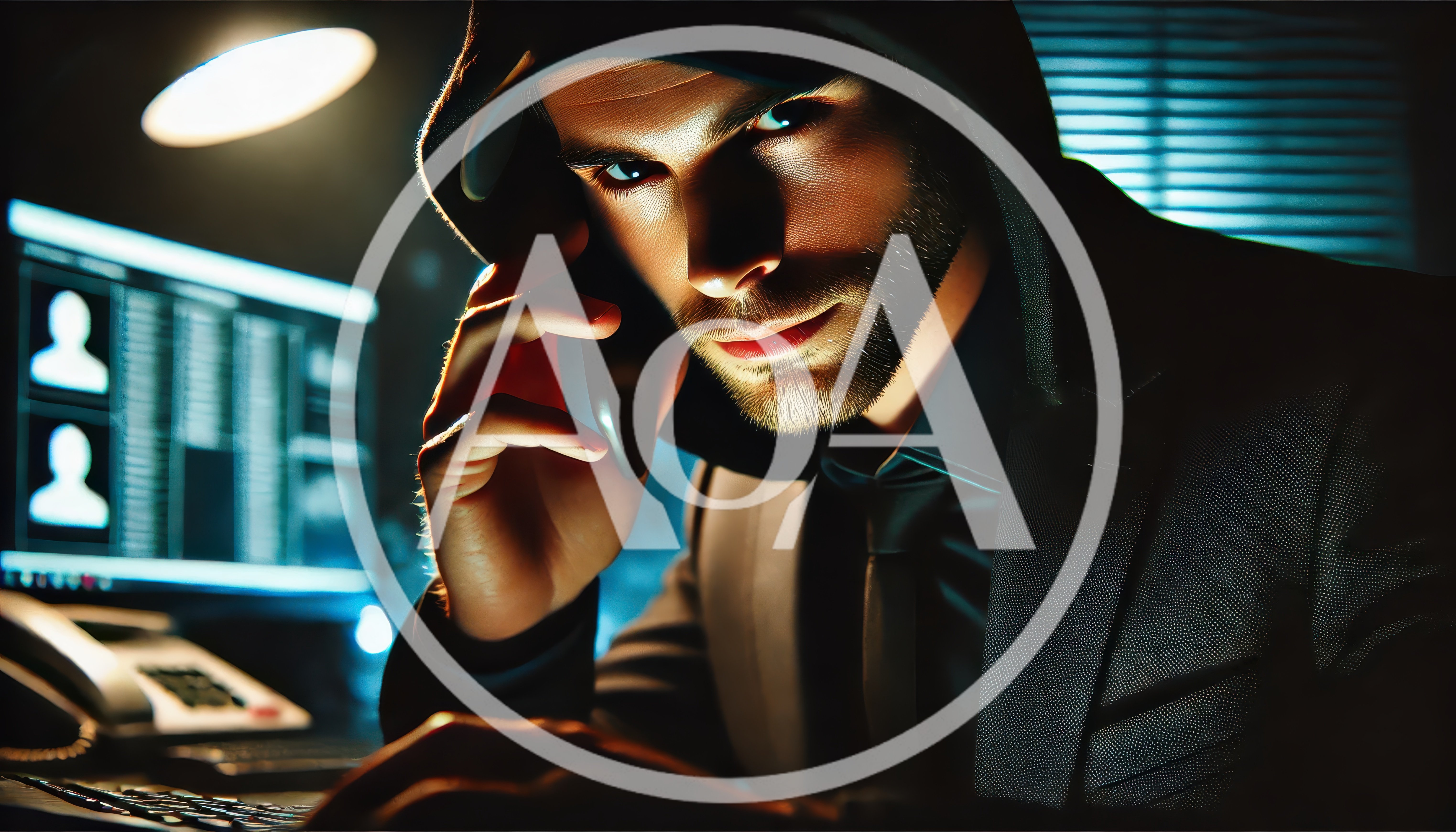 Cyber Criminal In Hoodie Making A Phone Call