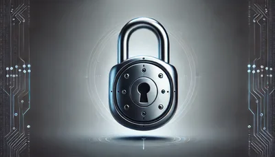Digital Security Padlock With Circuit Board Background