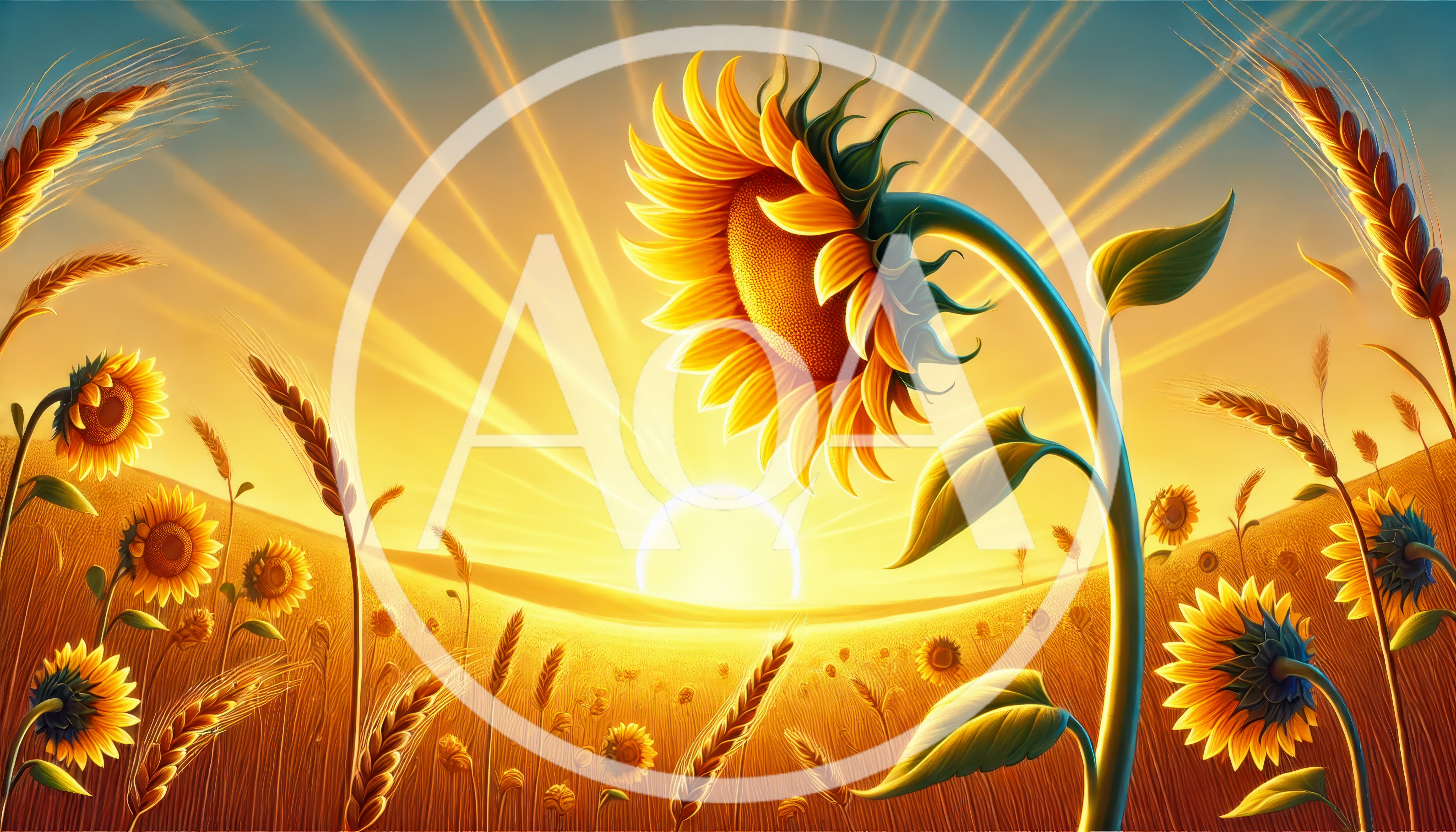 Golden Sunflower Field Under Radiant Sunrise
