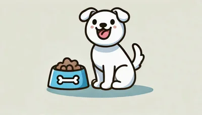 Cute Cartoon Puppy Sitting Next To A Food Bowl