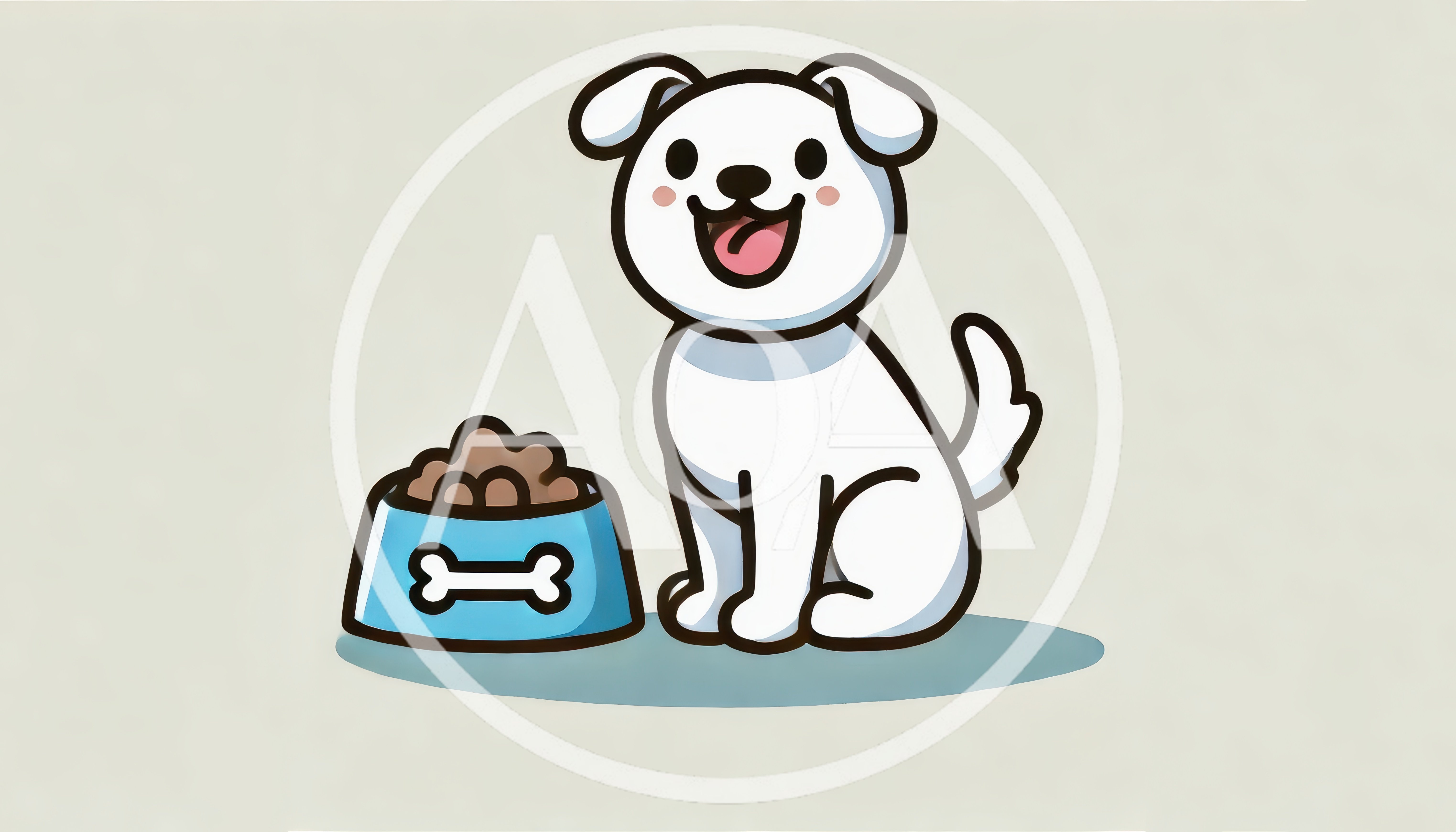 Cute Cartoon Puppy Sitting Next To A Food Bowl