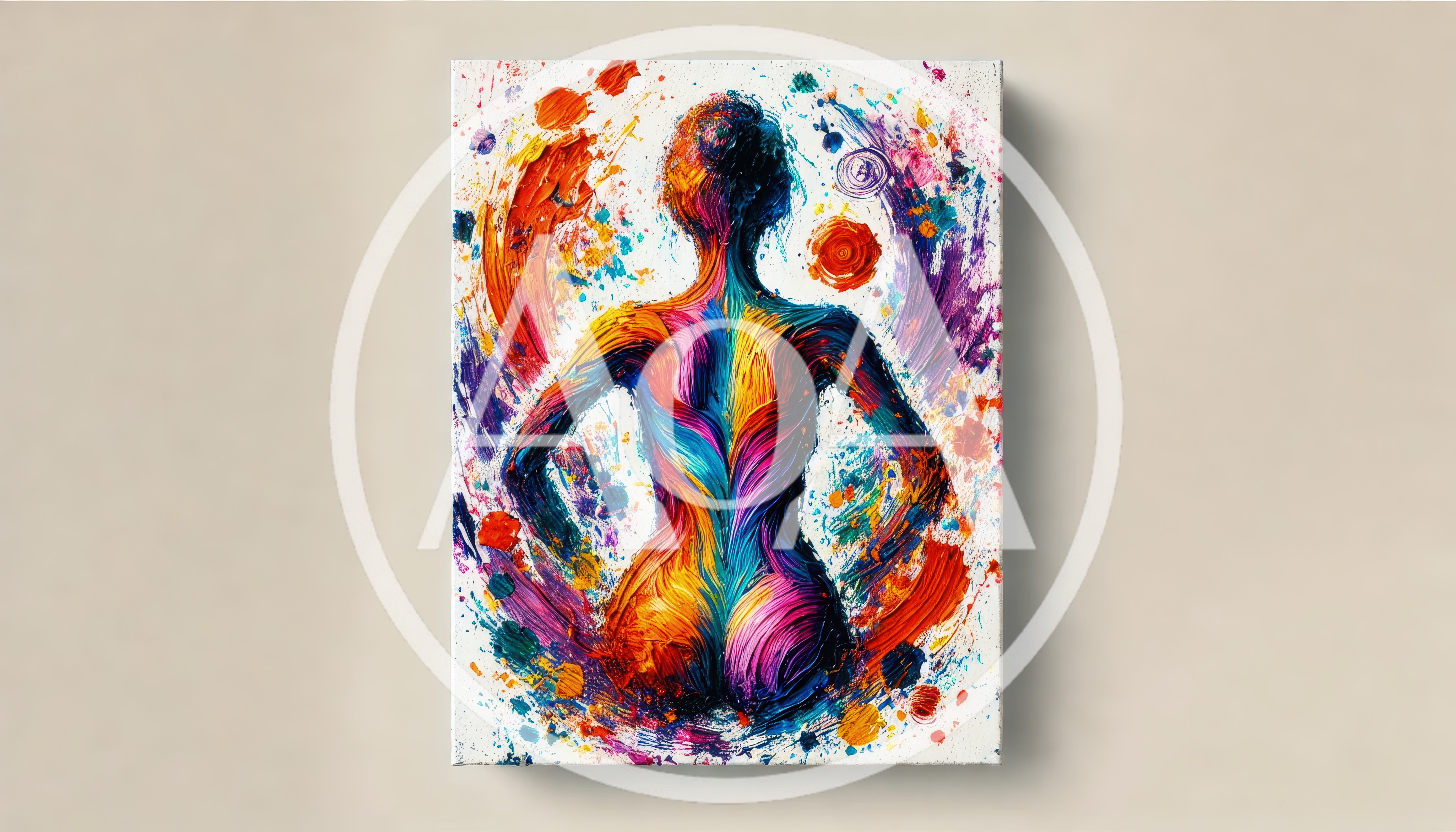 Abstract Oil Painting Of A Colorful Human Silhouette