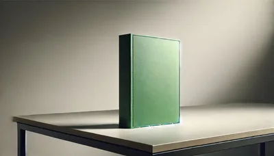 Green Leather Bound Book Standing On A Table