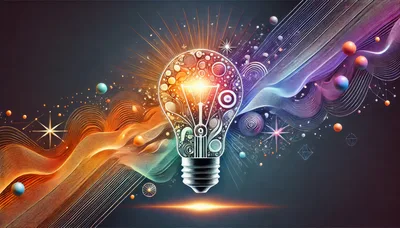 Abstract Light Bulb With Cosmic Energy Waves