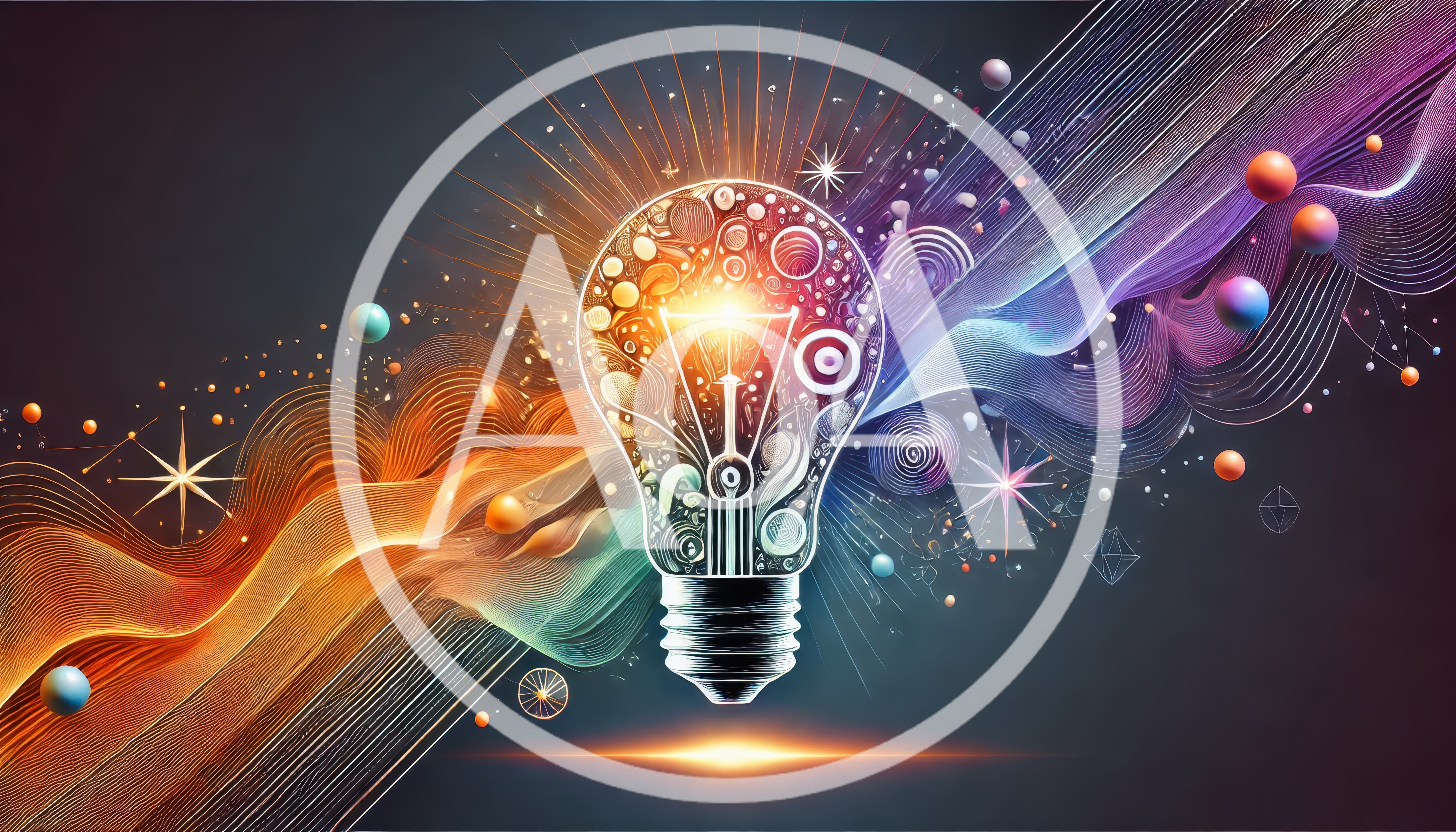 Abstract Light Bulb With Cosmic Energy Waves