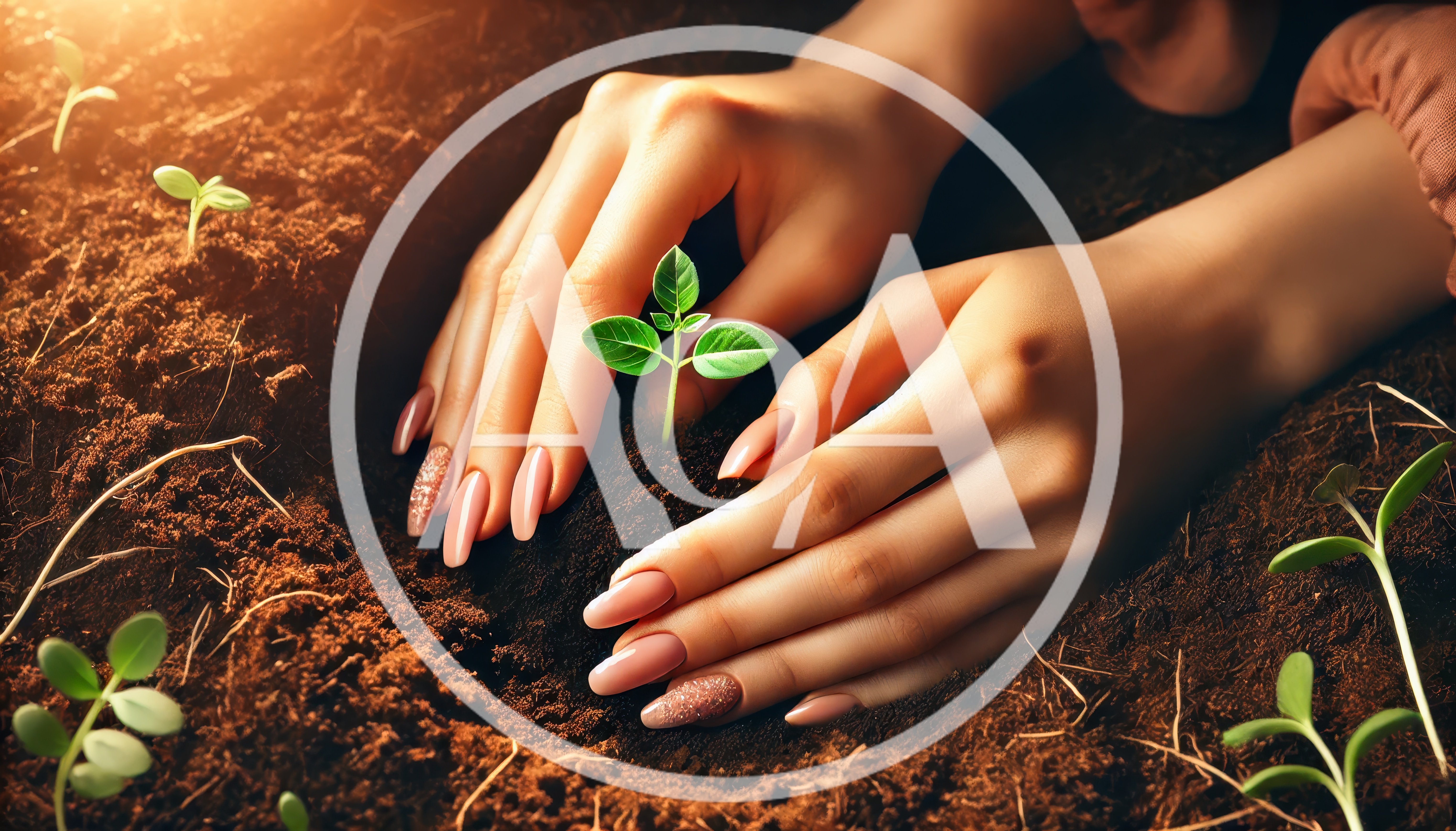 Hands Planting A Small Green Seedling In Soil