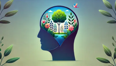 Conceptual Illustration Of A Human Head With Nature Inside