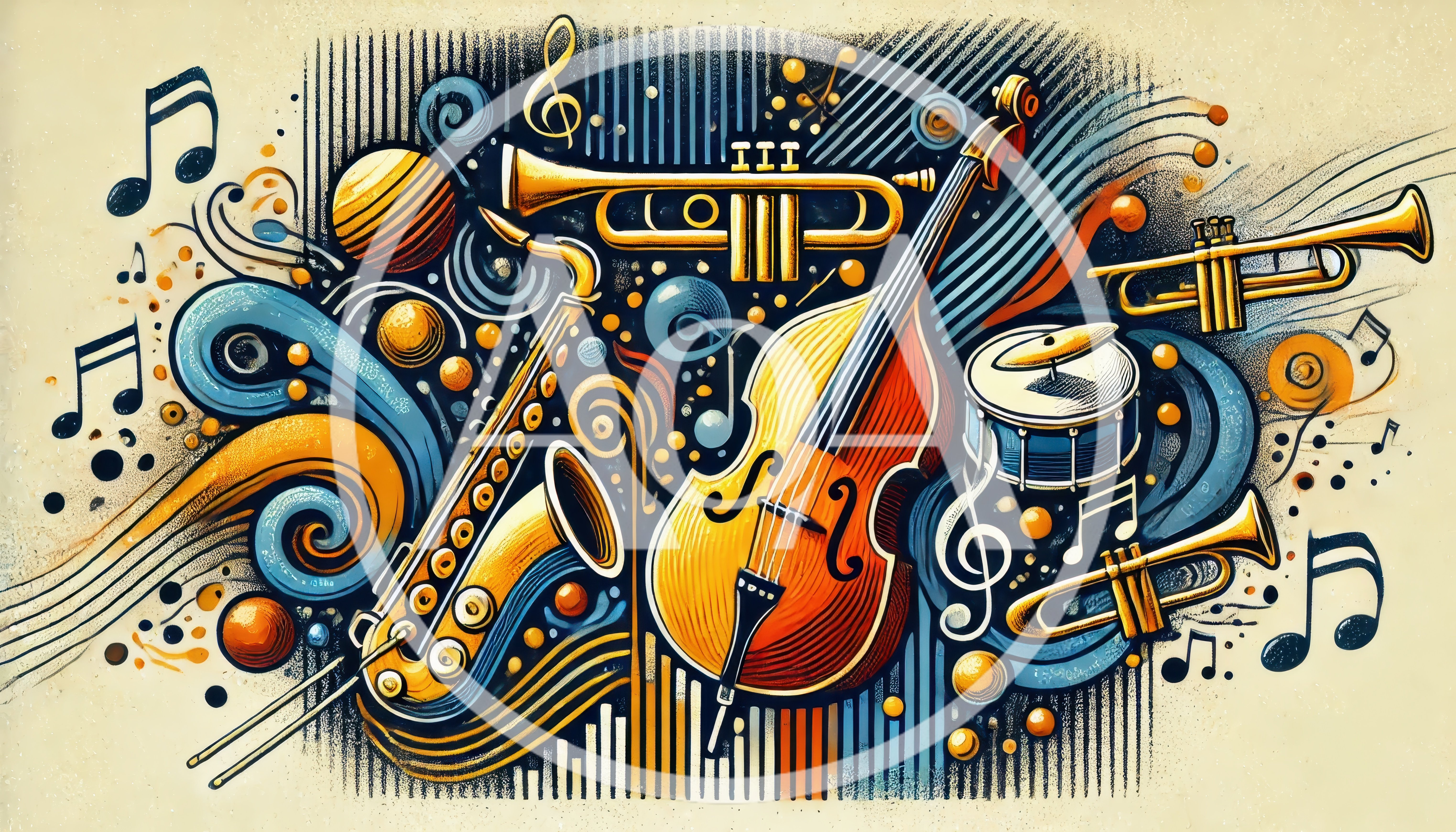 Abstract Musical Instruments Composition With Jazz Elements