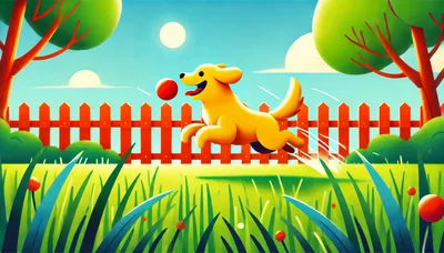 Golden Retriever Puppy Playing With Ball In Sunny Garden