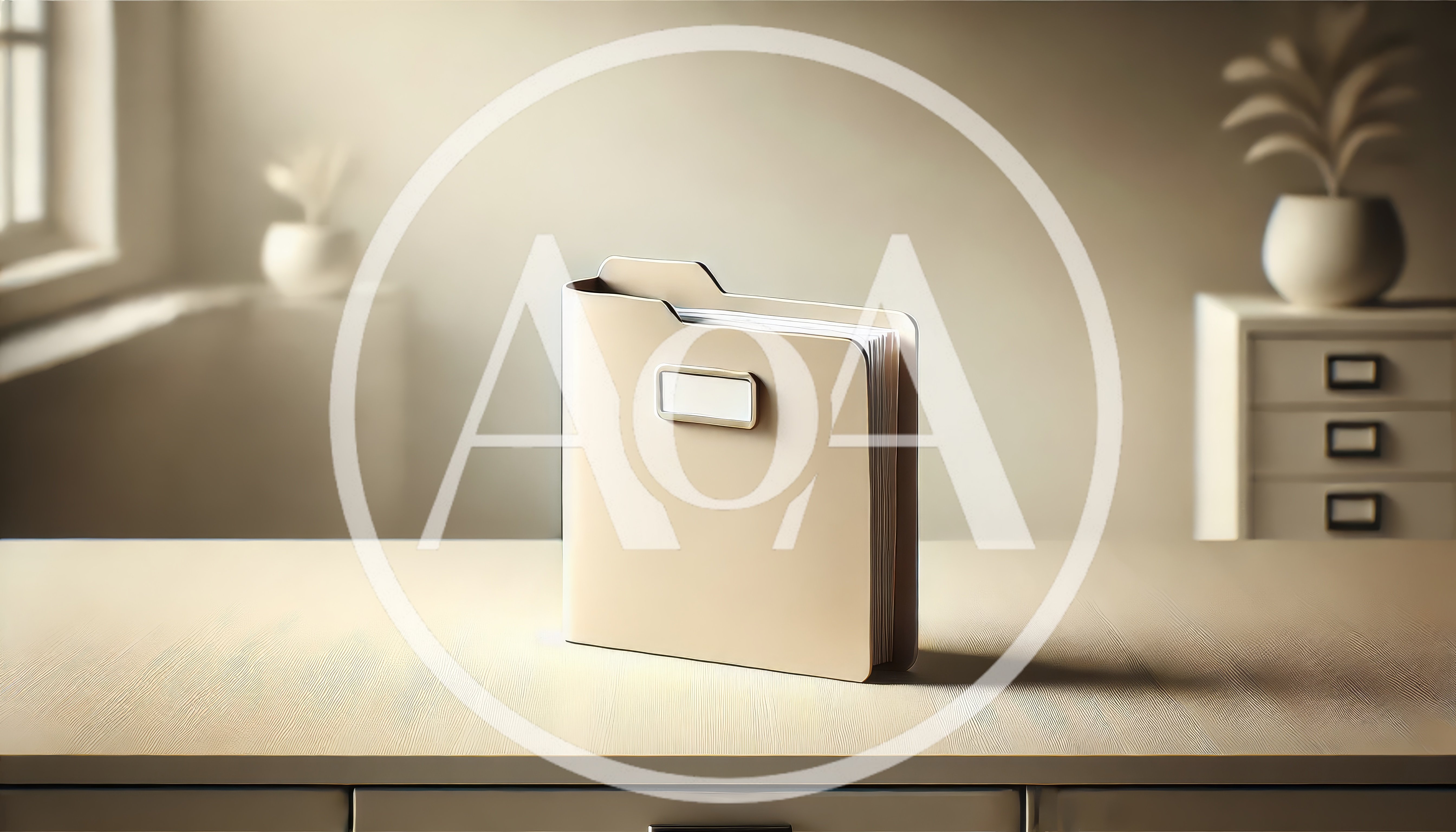 Beige File Folder Standing On A Desk