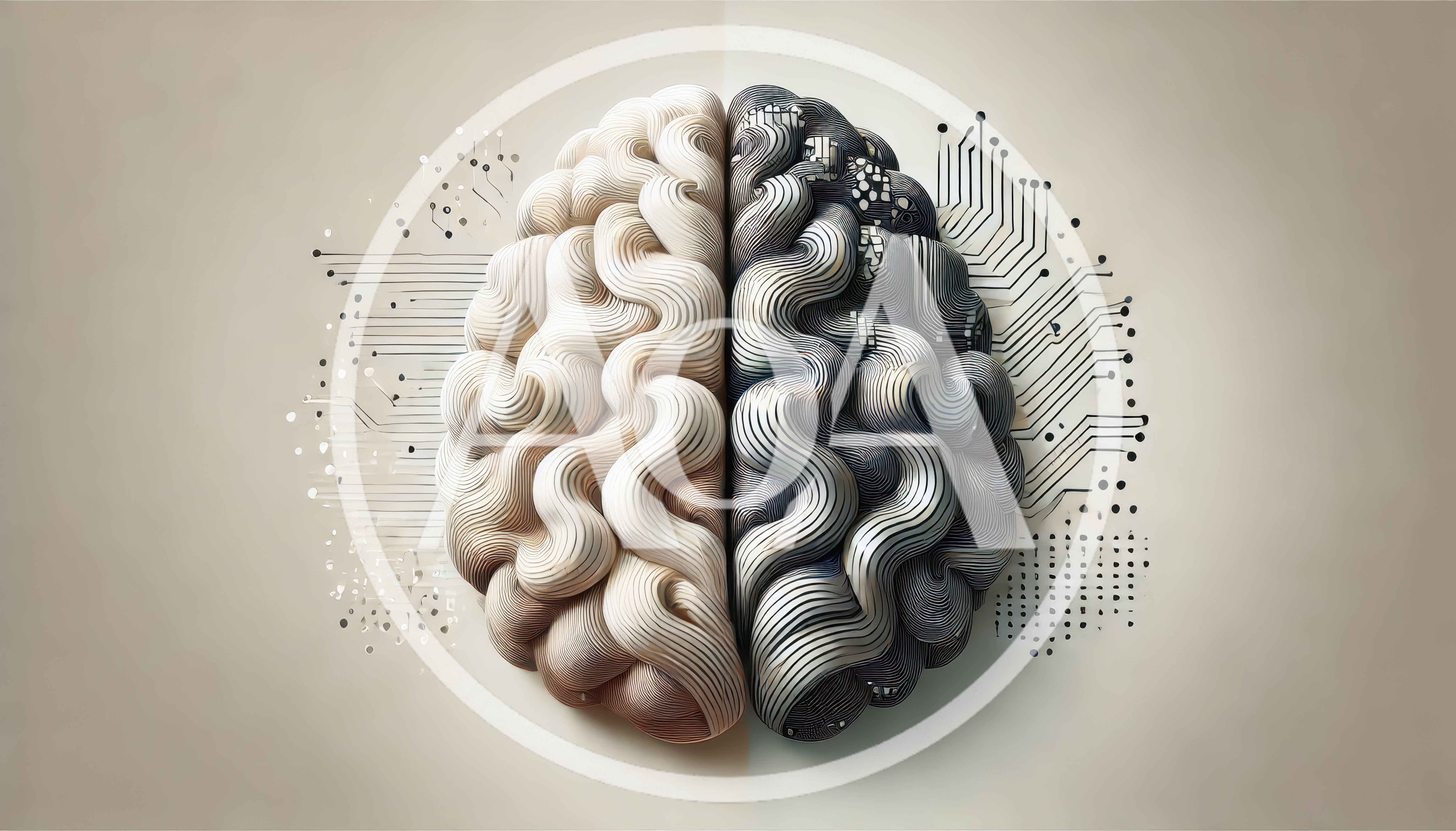 Conceptual Split Brain Illustration With Digital Circuitry
