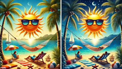 Split Screen Comparison Of Tropical Beach Vacation Scenes