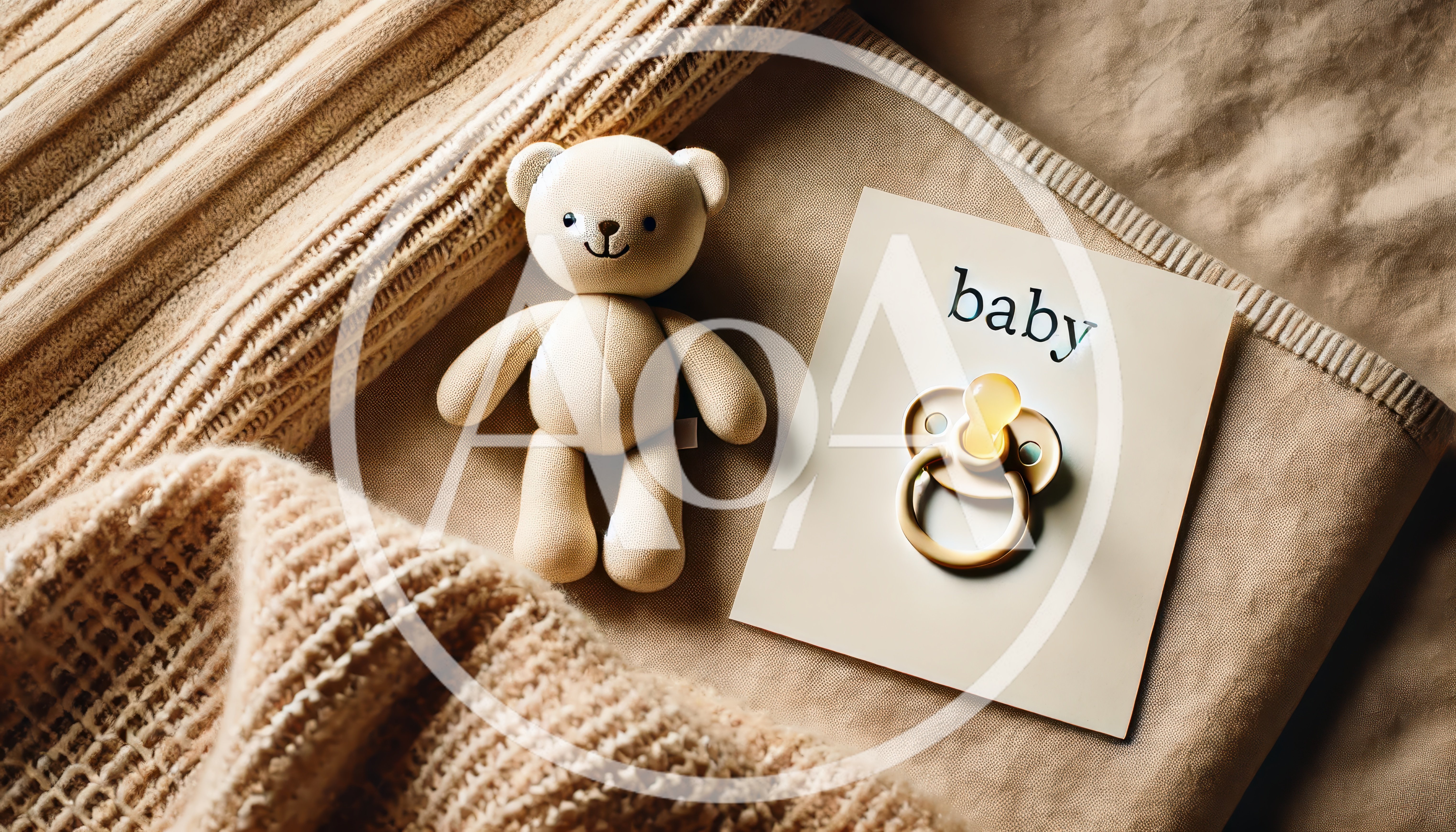 Teddy Bear and Pacifier on Baby Blanket