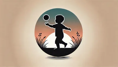 Silhouette of a Child Playing with a Ball