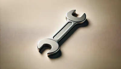Metallic Double Open Ended Wrench on Neutral Background