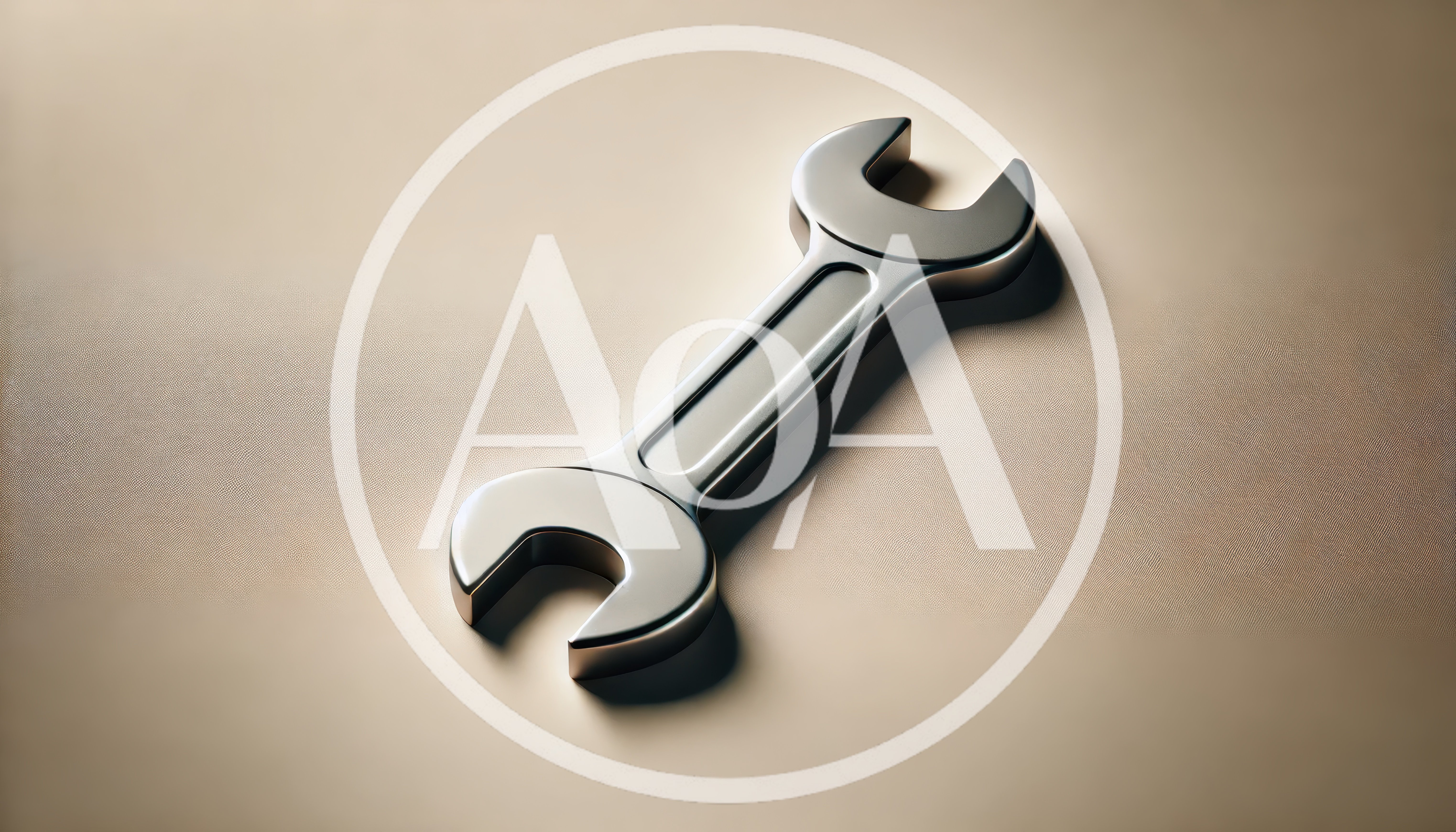 Metallic Double Open Ended Wrench on Neutral Background