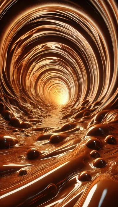 Abstract Liquid Gold Tunnel With Bubbling Surface