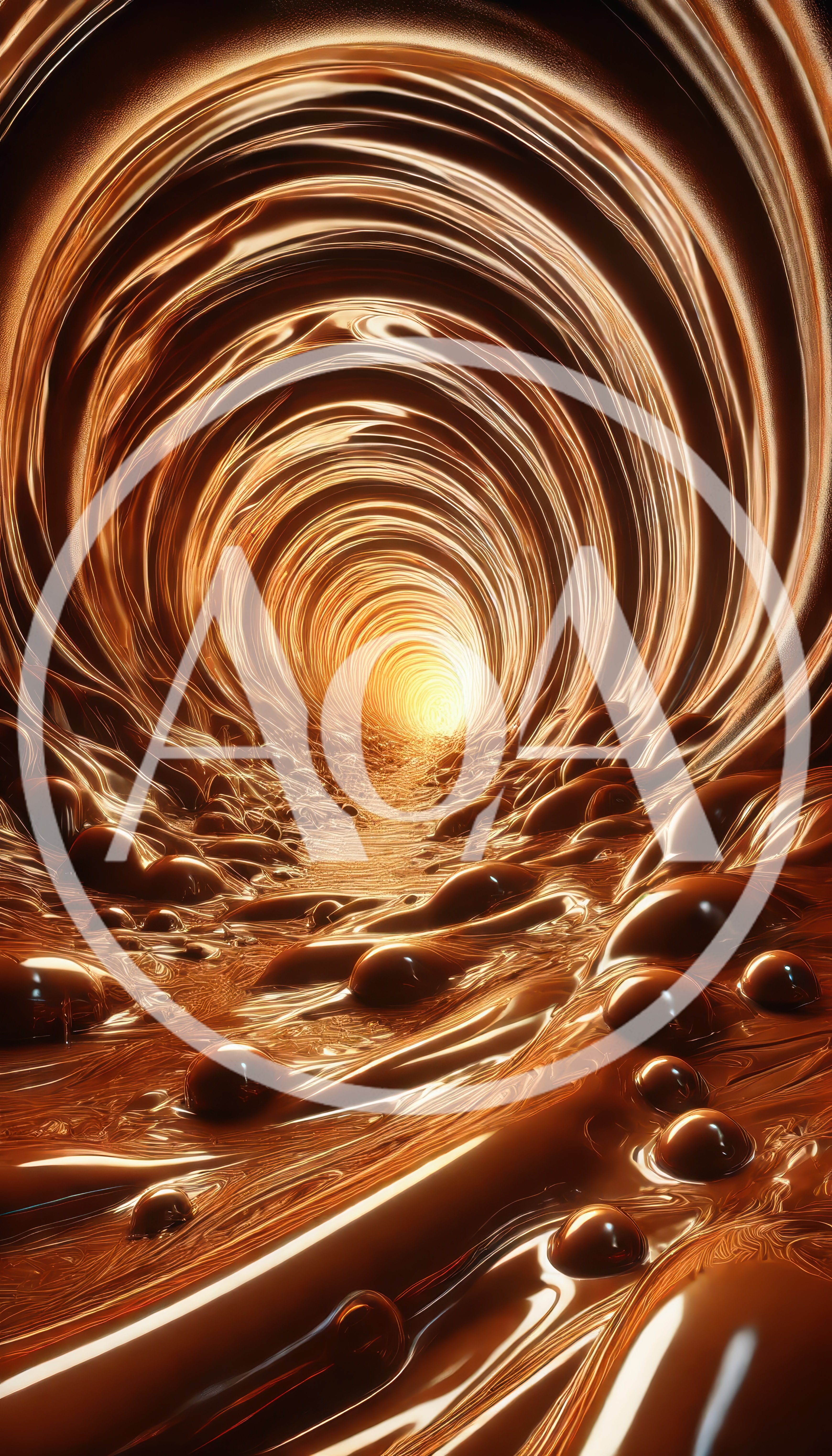 Abstract Liquid Gold Tunnel With Bubbling Surface