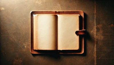 Open Leather Journal On A Distressed Metal Surface