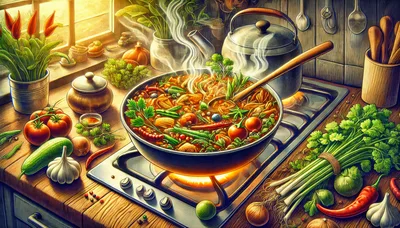 Cooking Fresh Vegetable Stir Fry In A Kitchen
