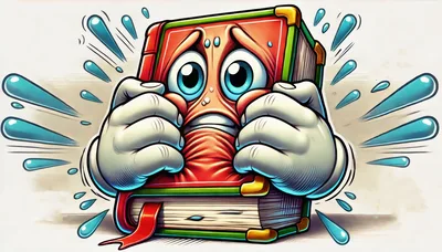 Cartoon Book Character Expressing Intense Fear and Anxiety