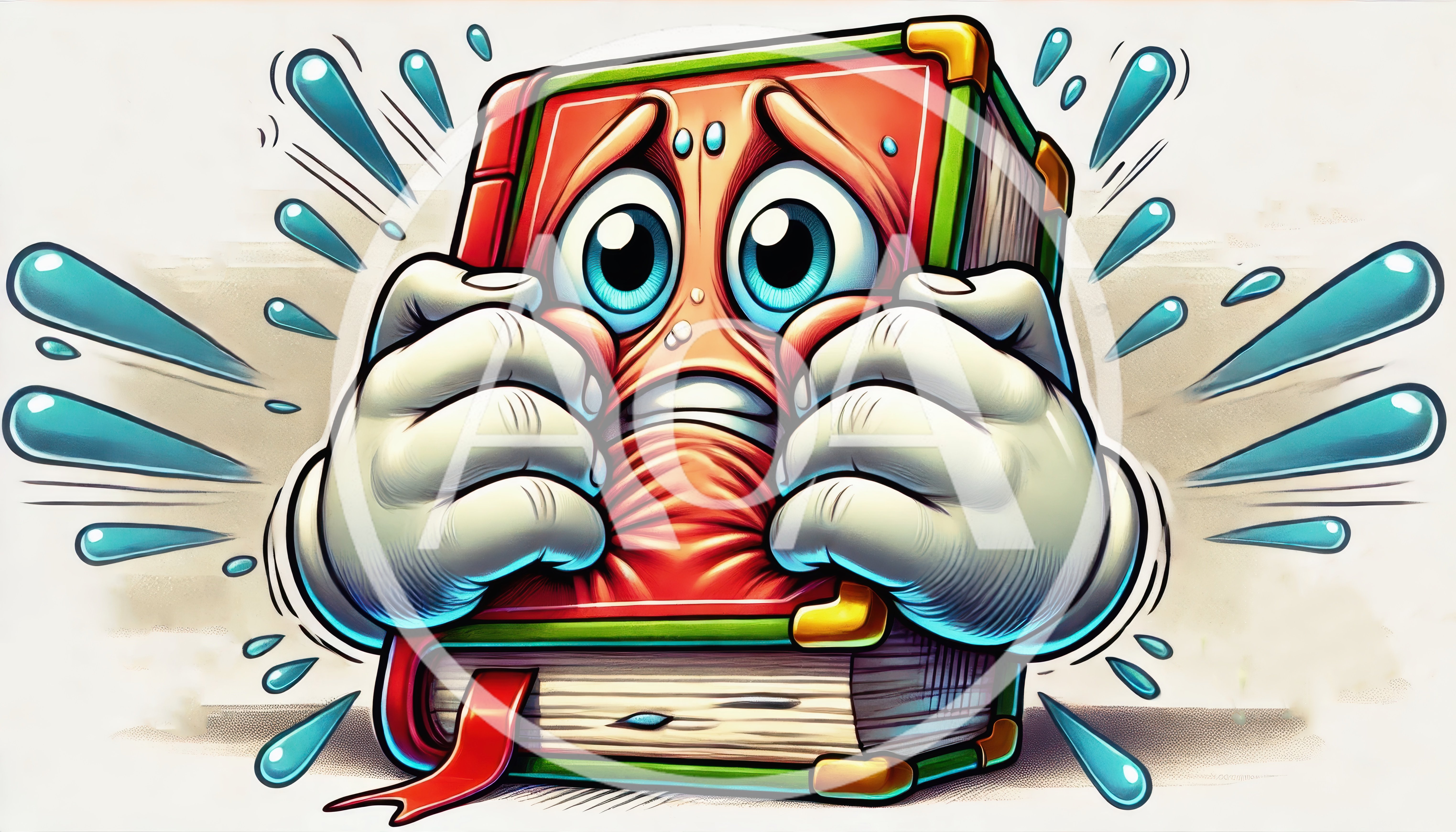 Cartoon Book Character Expressing Intense Fear and Anxiety