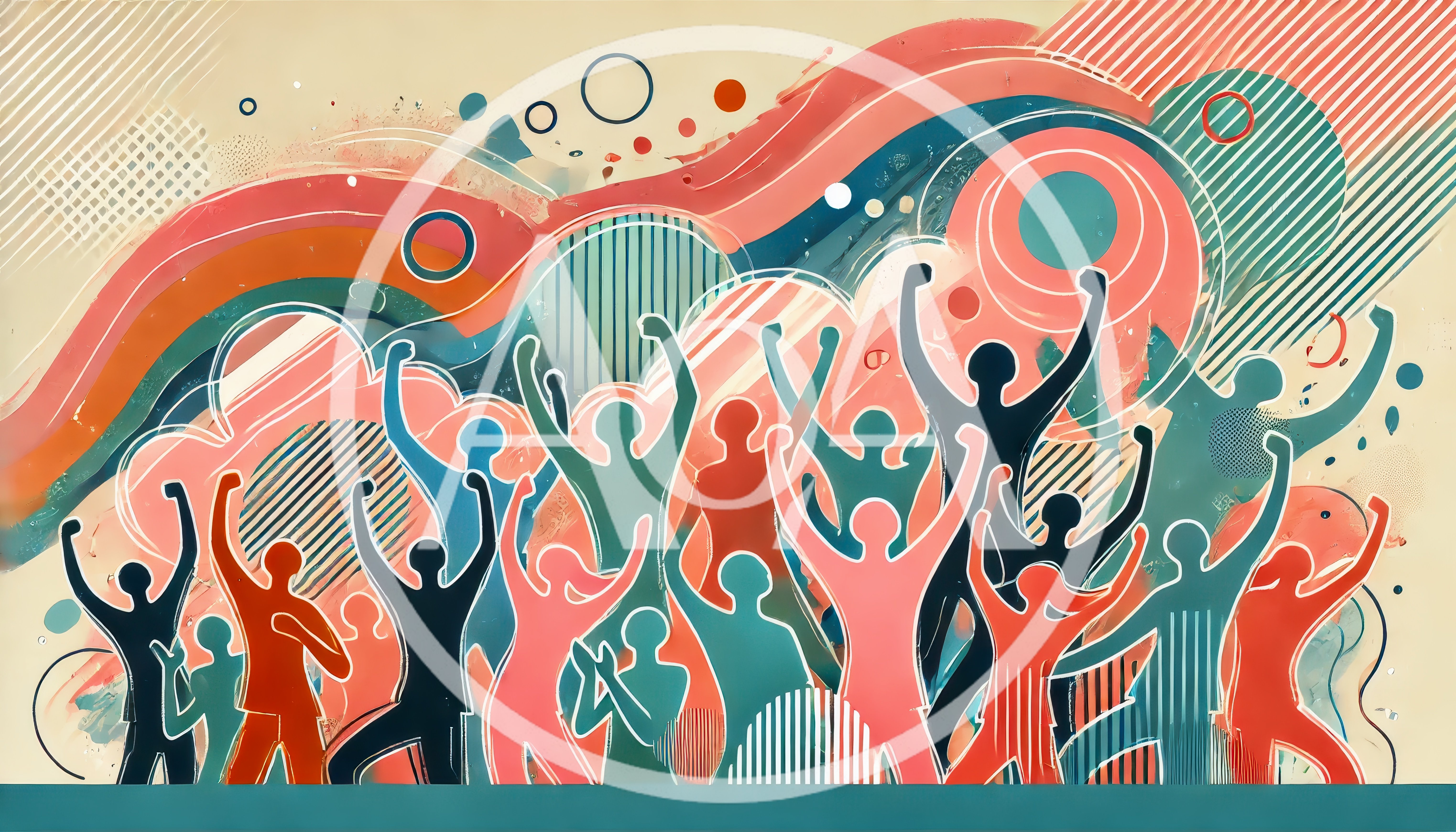 Abstract Illustration Of A Cheering Crowd
