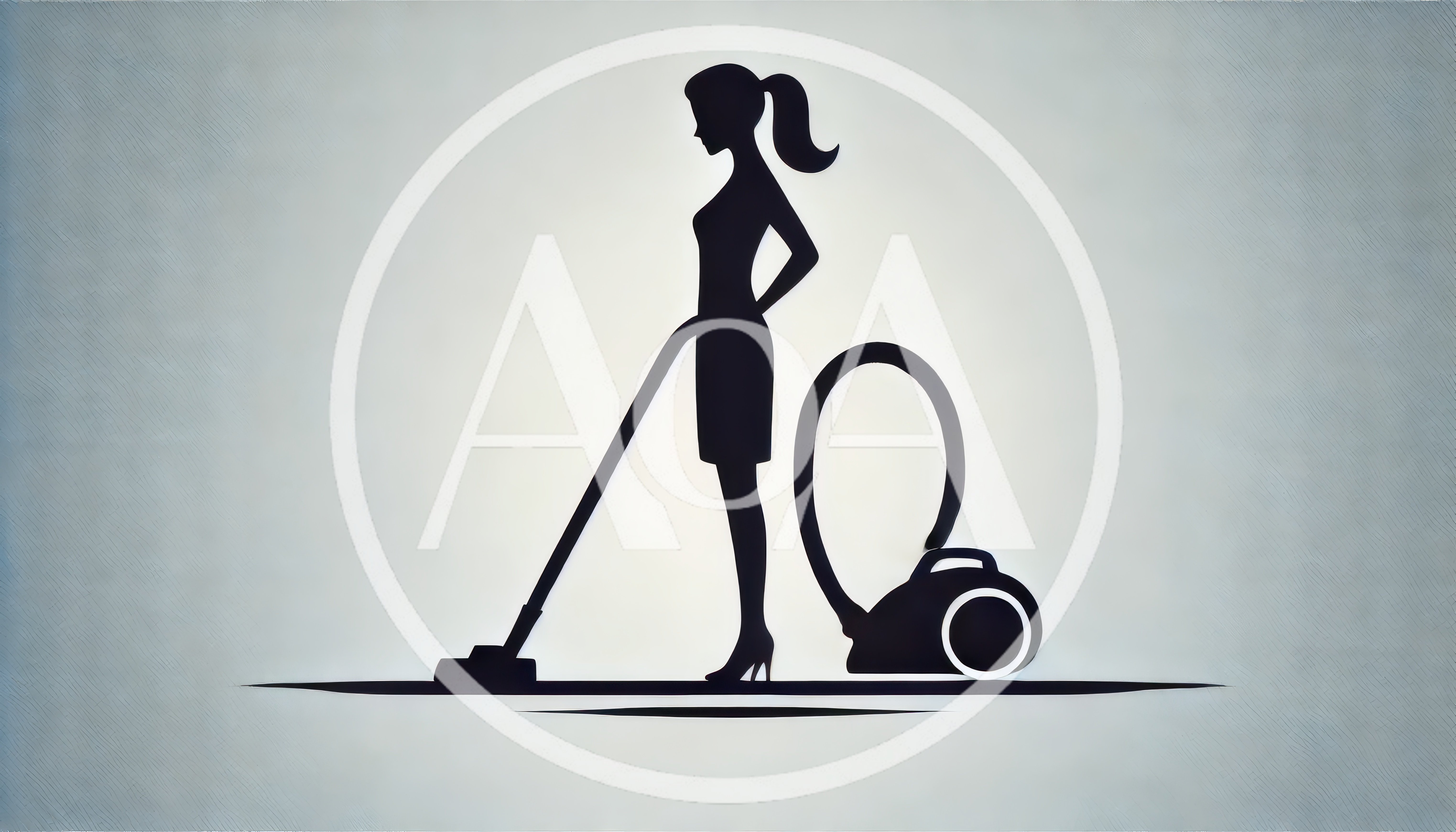 Silhouette Of A Woman Vacuuming With A Canister Vacuum