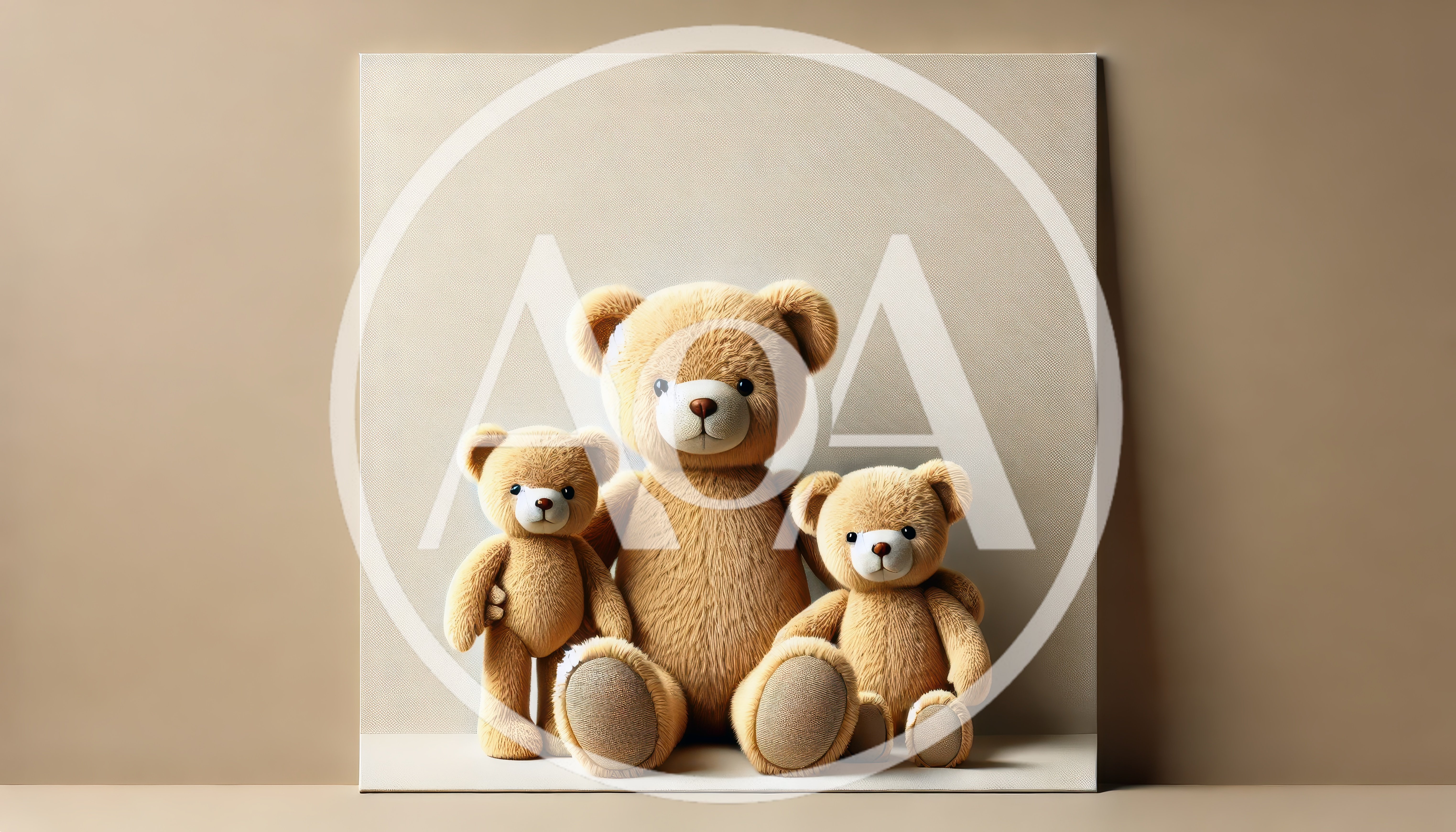 Three Cute Teddy Bears Sitting Together