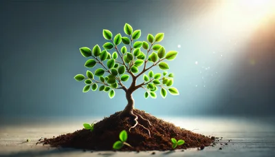 Small Green Tree Growing From A Soil Mound