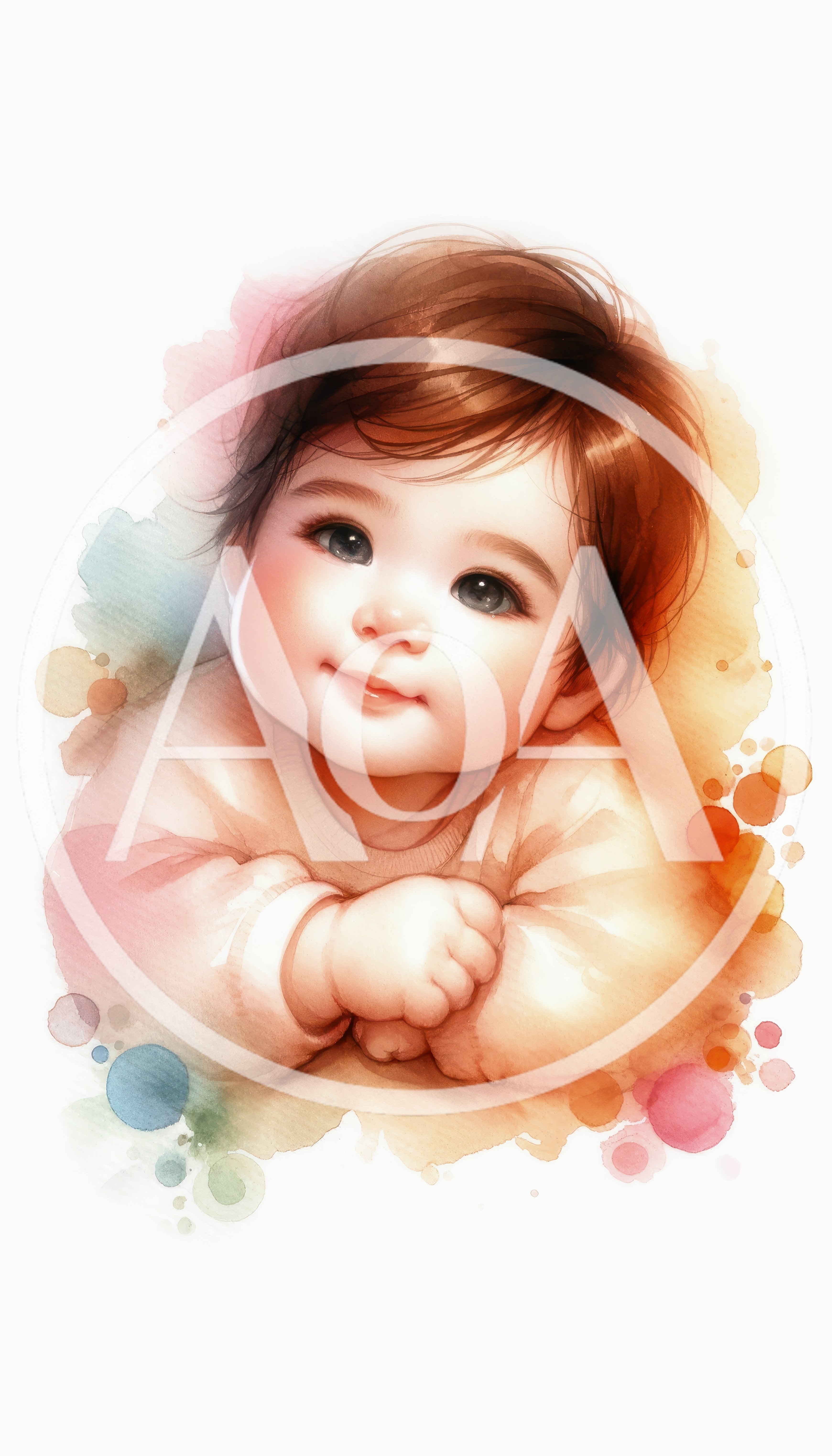 Watercolor Illustration Of A Cute Baby